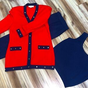 SUPER cute three piece St.John set! The jacket had a p2p of 22.